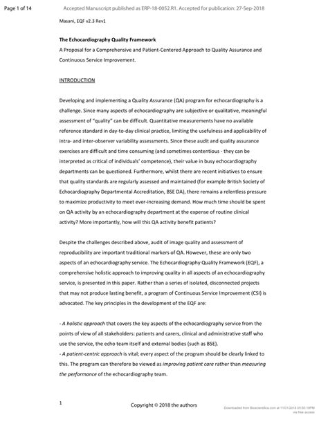 The Echocardiography Quality Framework: a comprehensive, .